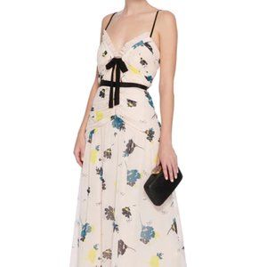 SELF-PORTRAIT Sleeveless Floral Print Midi Dress In Pink US 4 / UK 8